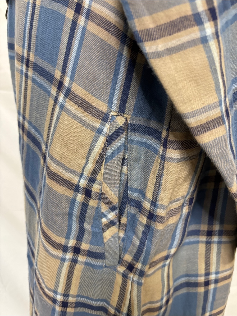 Coldwater Creek Blue and Tan Plaid Long-Sleeve Shirt Dress with Belt - Picture 3 of 9